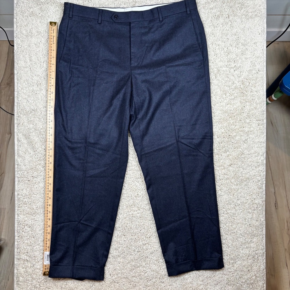 Zanella Men's Dark Navy‎ Wool Blend Dress Pants Made in Italy Flat Front Size 38